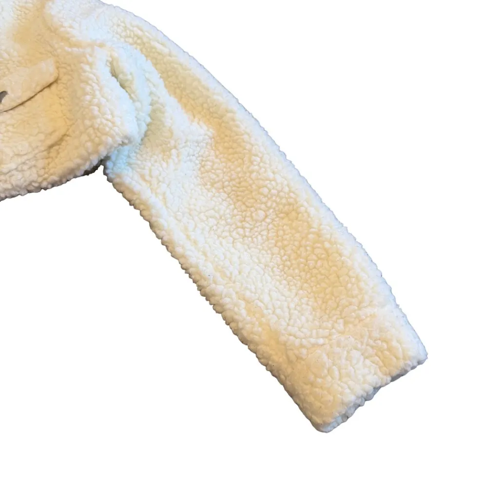 Naked Wardrobe White Cropped Length Sherpa Fleece Fuzzy Jacket Coat Size Medium - Image 5