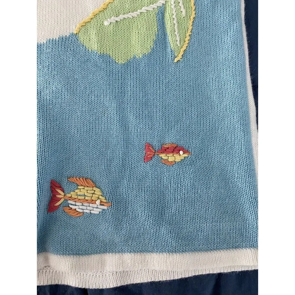 Koret Petite Short Sleeve Button Overlay Sweater Sea Life Shell Fish Small P Size undefined - Image 8