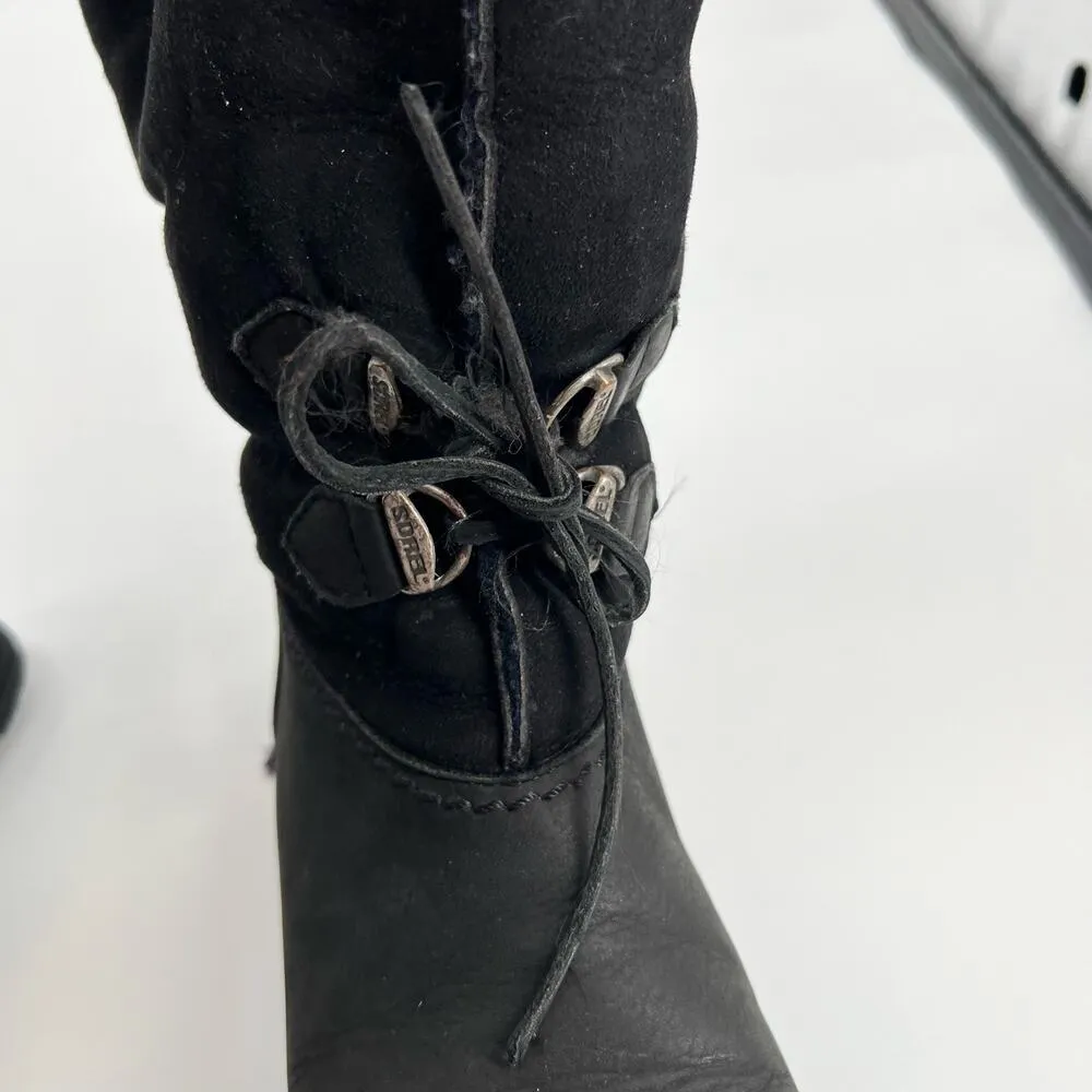 Sorel black winter boots front tie waterproof fleece interior women size 7.5 - Image 10