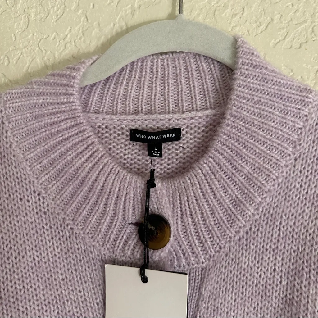 Who What Wear Orchid Petal ‎ Chunky Lavender Button Up Sweater Large NWT - Image 6