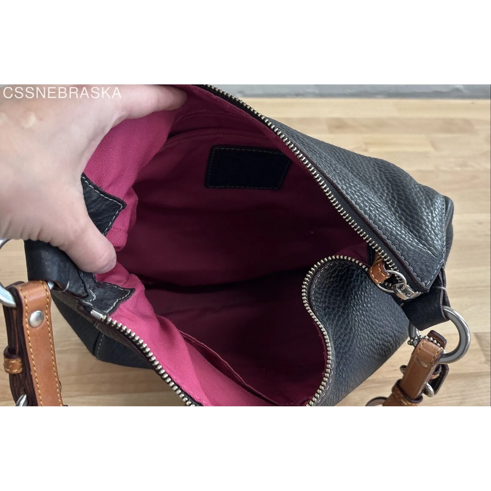 Coach Black 8E98 Chelsea Pebbled Leather Zipper Hobo Shoulder Bag - Size M - Image 7