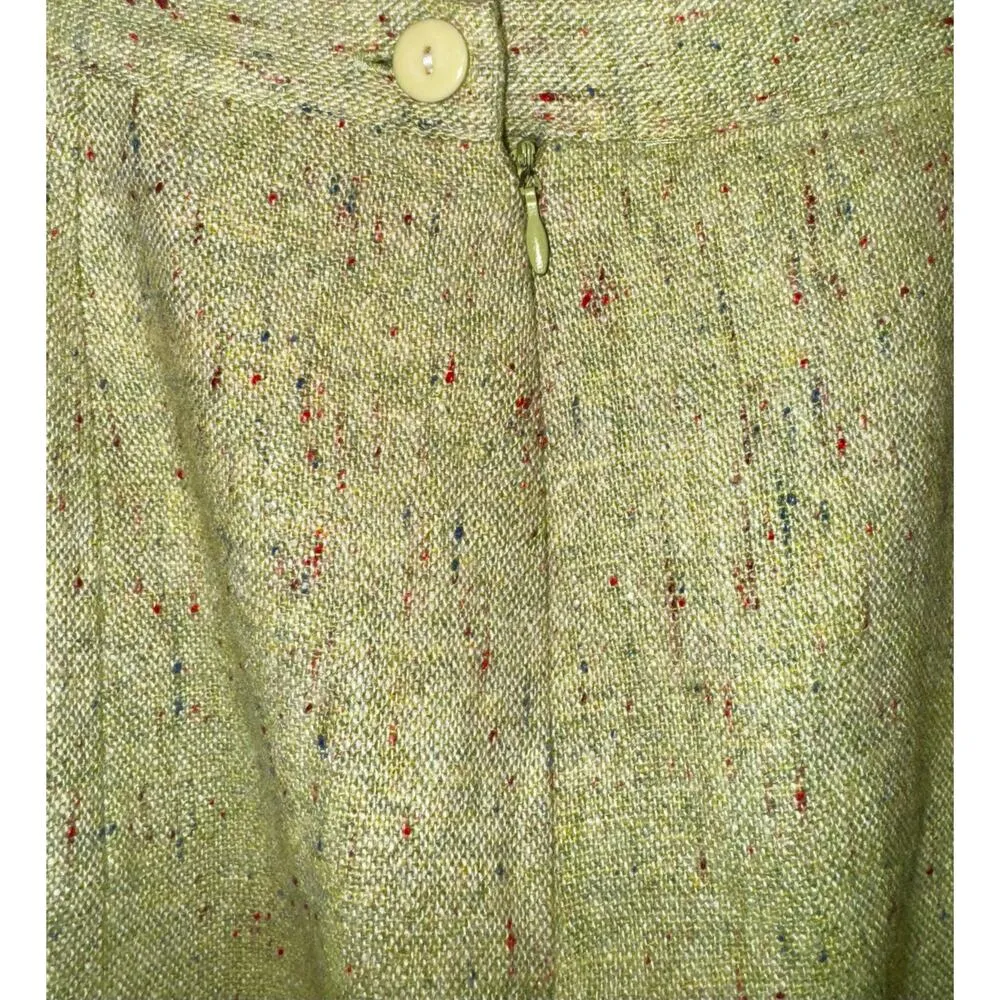 Vintage Idea Wool Blend Tweed Green Skirt Women 4 Warm Preppy Librarian Academia - Image 6