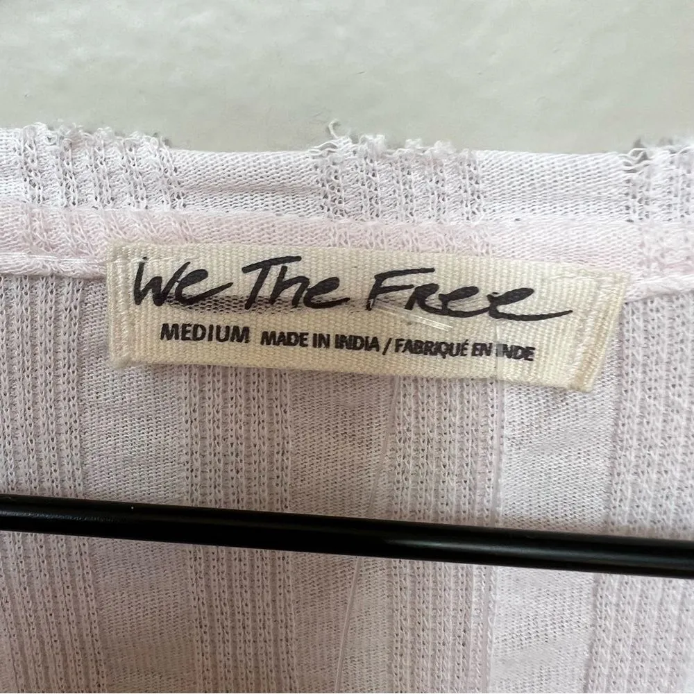 NWT Free People Wild Hearts Long Sleeve Henley Blush Pink Shirt Size Medium - Image 4