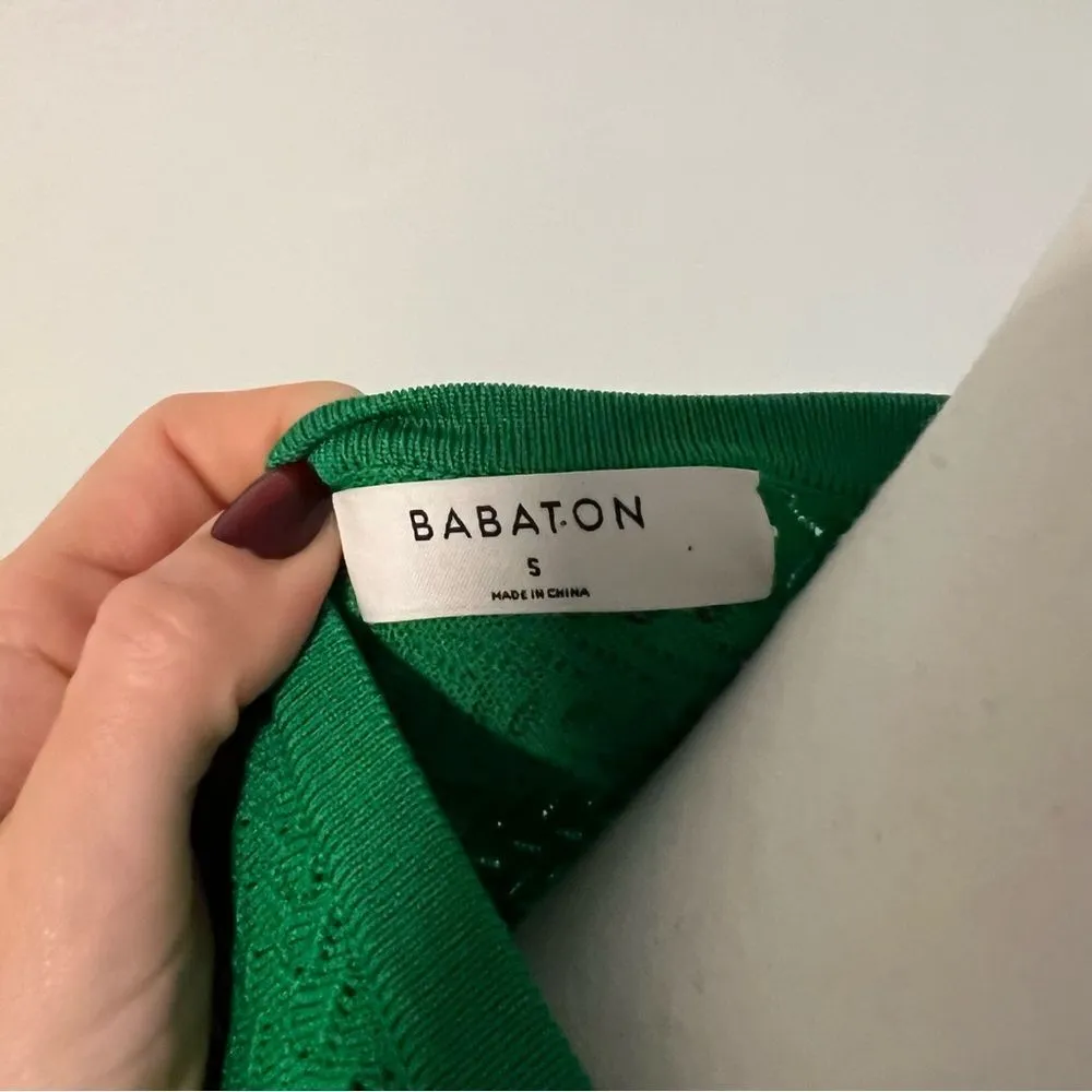 Aritzia Babaton Pointelle Knit Cropped Tank Top Size Small Kelly Green - Image 5