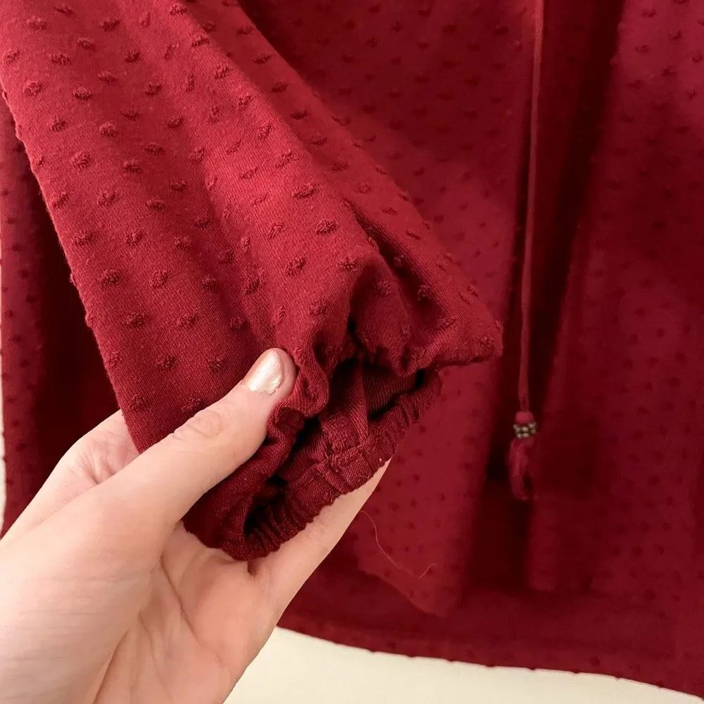 Daniel Rainn red vneck blouse semi formal ruched classic comfortable soft top - Image 3