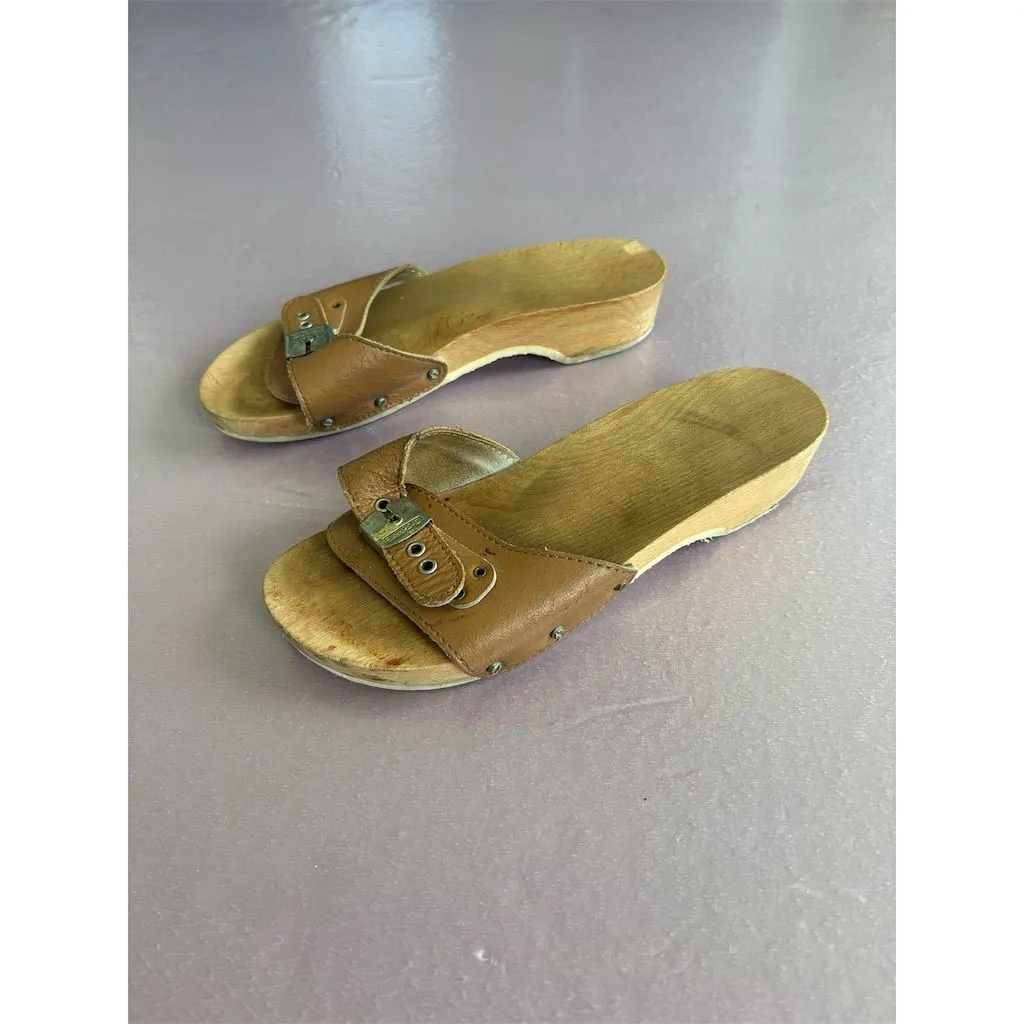 Dr. Scholl's Women's 1978 Vintage Brown‎ Leather Sandals Size 8 Slip - Image 2