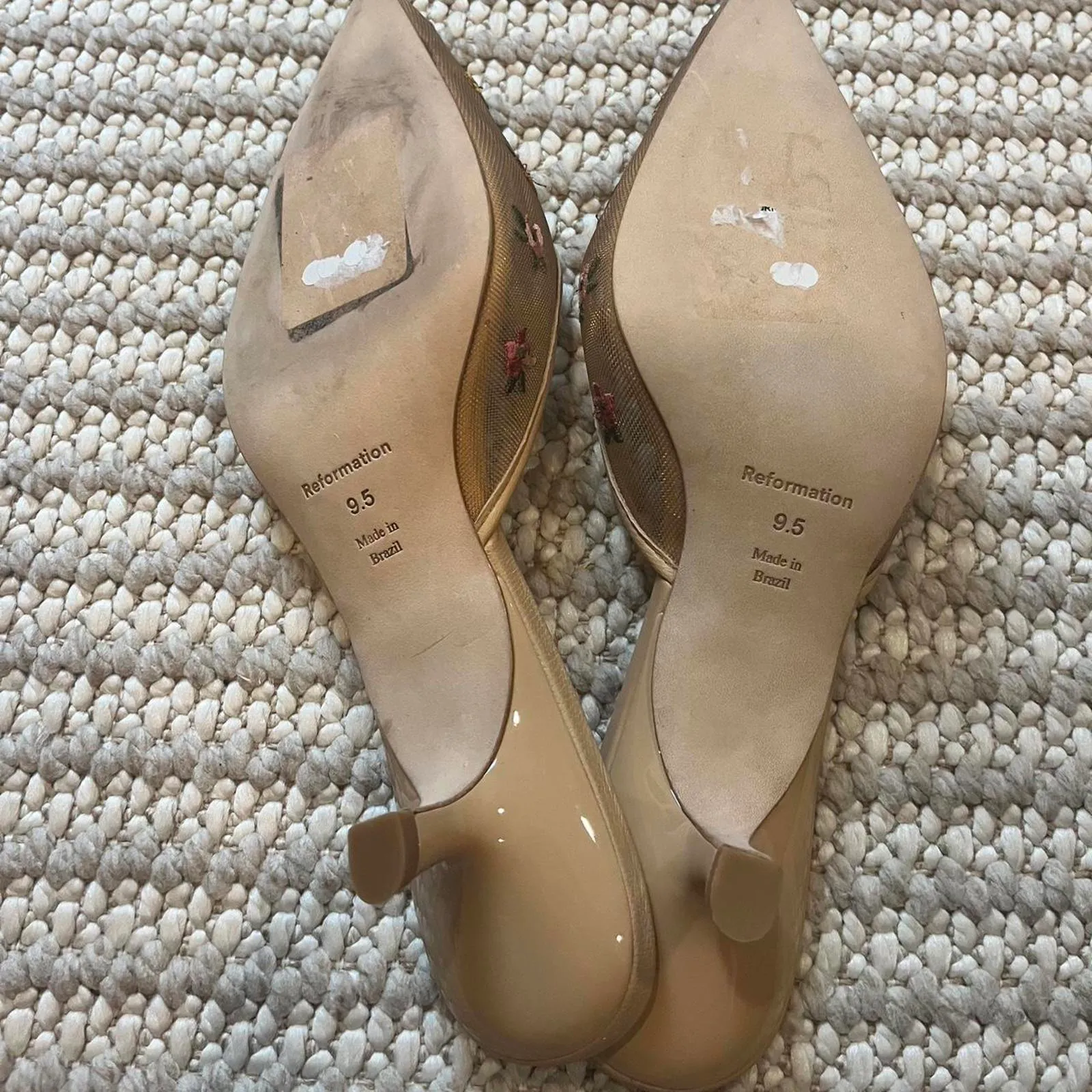 Reformation Wilda Pointed Toe Kitten Mule in Embroidered Mesh - Image 5