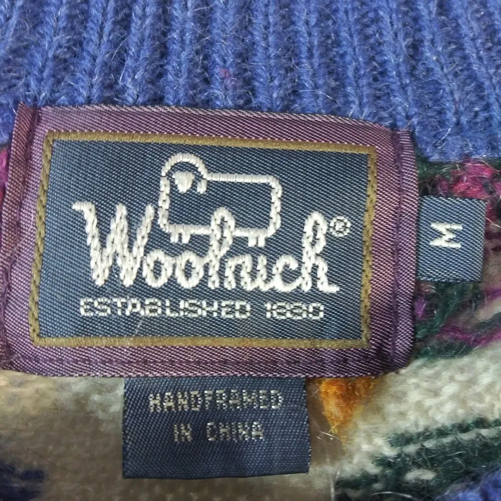 Woolrich Mohair Wool Blend Cardigan Paisley Artic Blue Heather Handframed Medium - Image 6
