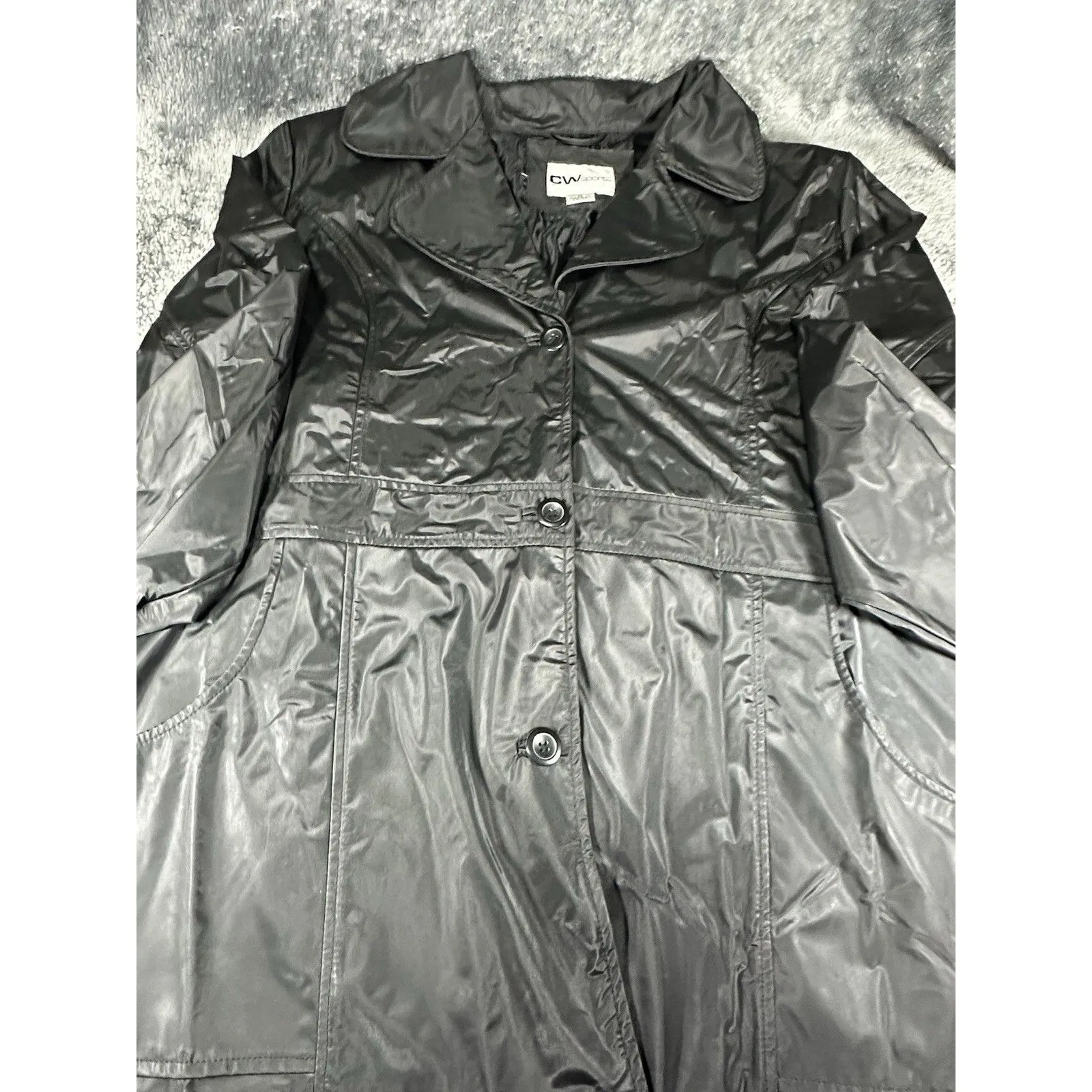 CW Sport Women's Plus Size 2X Black Trench Coat Rain Jacket Mid - Image 5