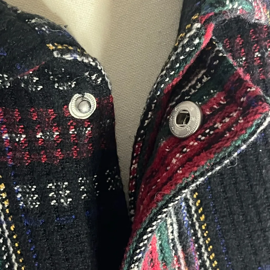 La Miel Plaid Women’s Bomber Style Jacket Red Size M - Image 3