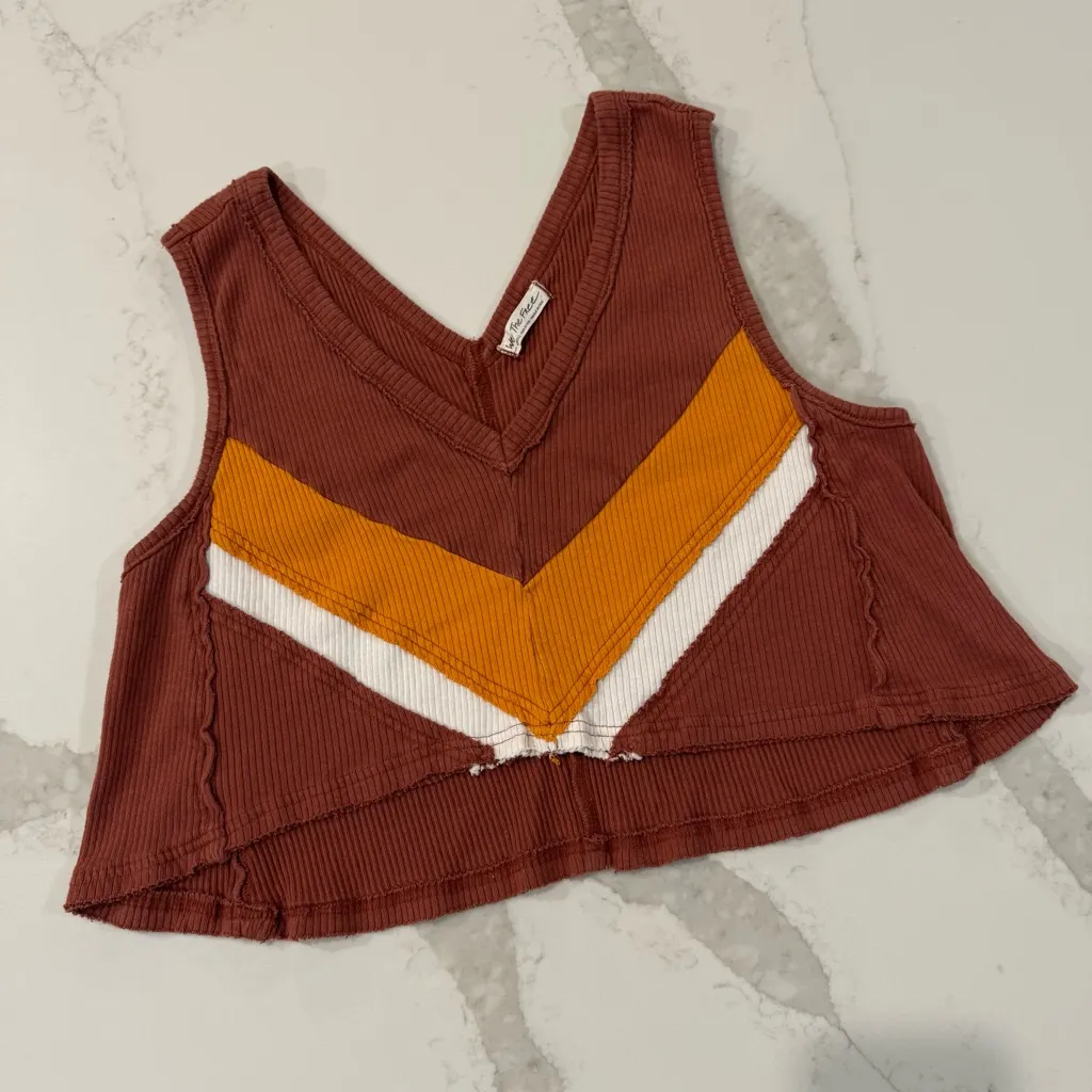 Free People We The Free Fuego Tank Crop Top Women’s Small Rust Brown Chevron - Image 4