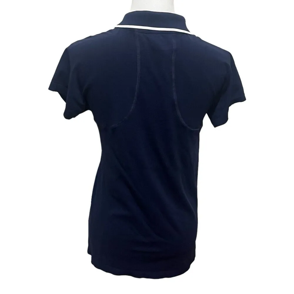 Athleta Momentum Seamless Gold Tee Top Navy Blue Short Sleeves Women’s Size L - Image 4