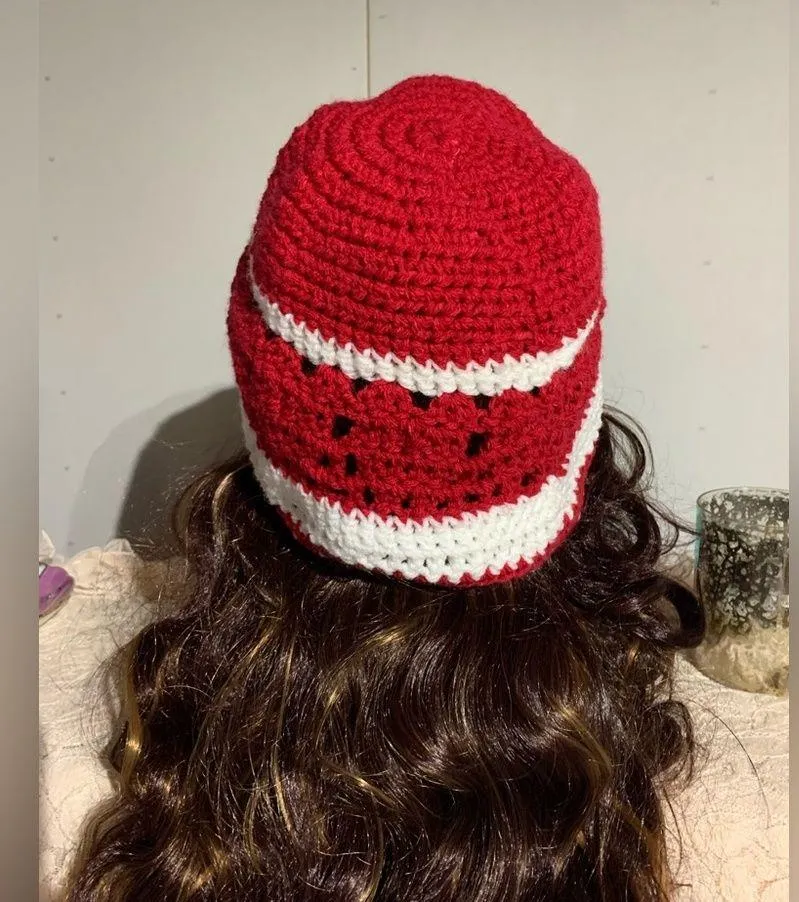Handmade Red Heart Beanie Hat - Image 4