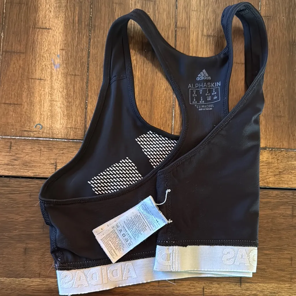Adidas Black and White Performance Sports Bra - Image 7