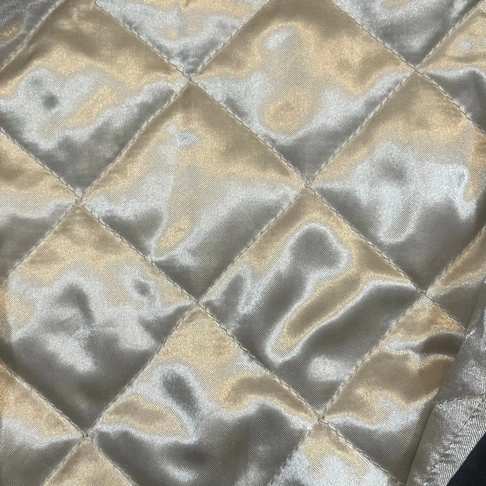 Buffbunny Collection Satin Varsity Bomber Jacket Quilted Black White Women XL - Image 3