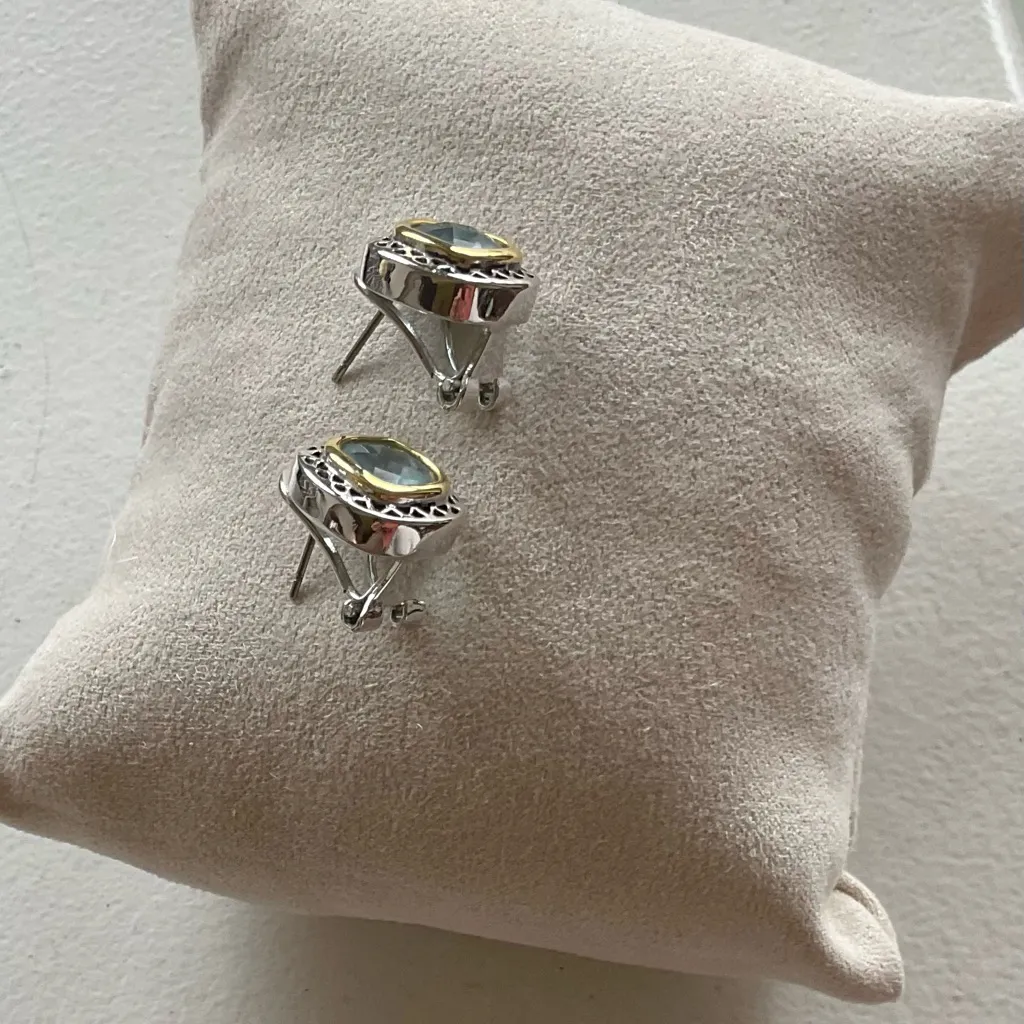 Balinese Blue Style Cable Stud Earrings Silver - Image 2