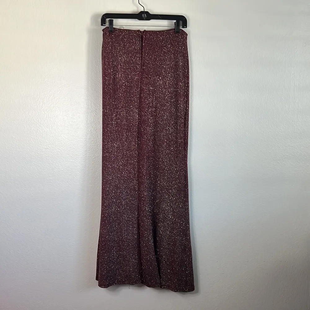 NWOT Crystal Doll Red Sparkle High Slit Maxi Skirt sz M - Image 5