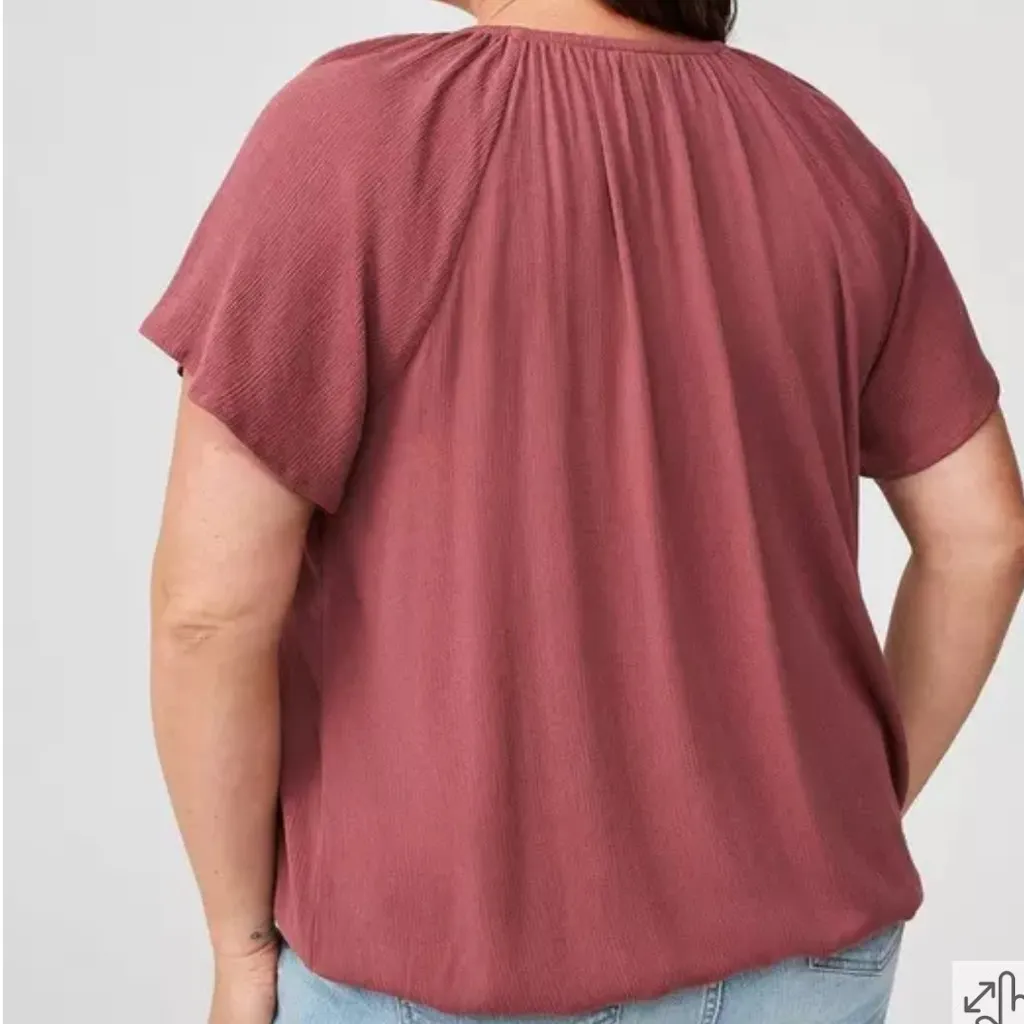 Torrid Crinkle Gauze Flutter Sleeve Blouse Top Wild Ginger 3X - Image 2