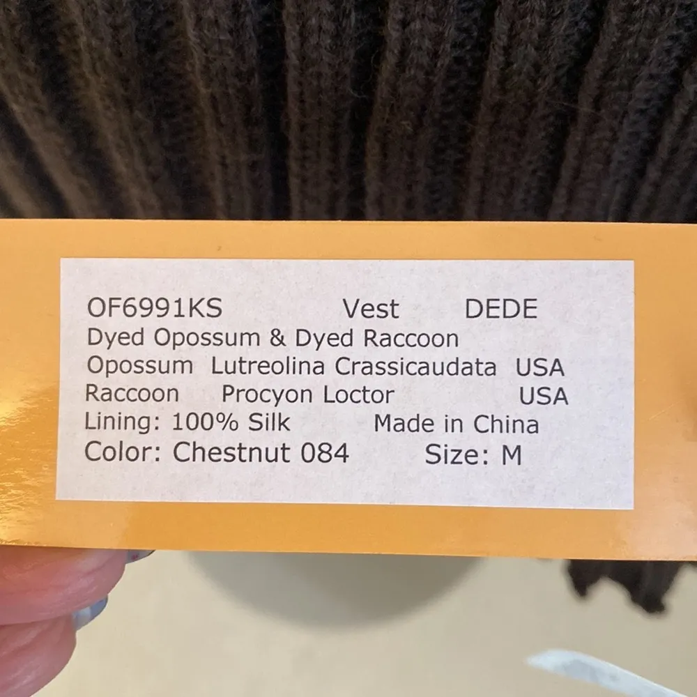 Sherry Cassin Opossum Raccoon Sweater Vest Brown Size M - Image 9