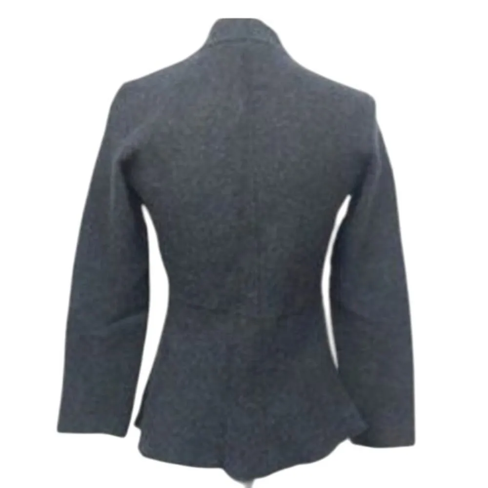 Eileen Fisher Petite Charcoal 100% Merino Wool Asymmetrical Zip Jacket P - Image 2
