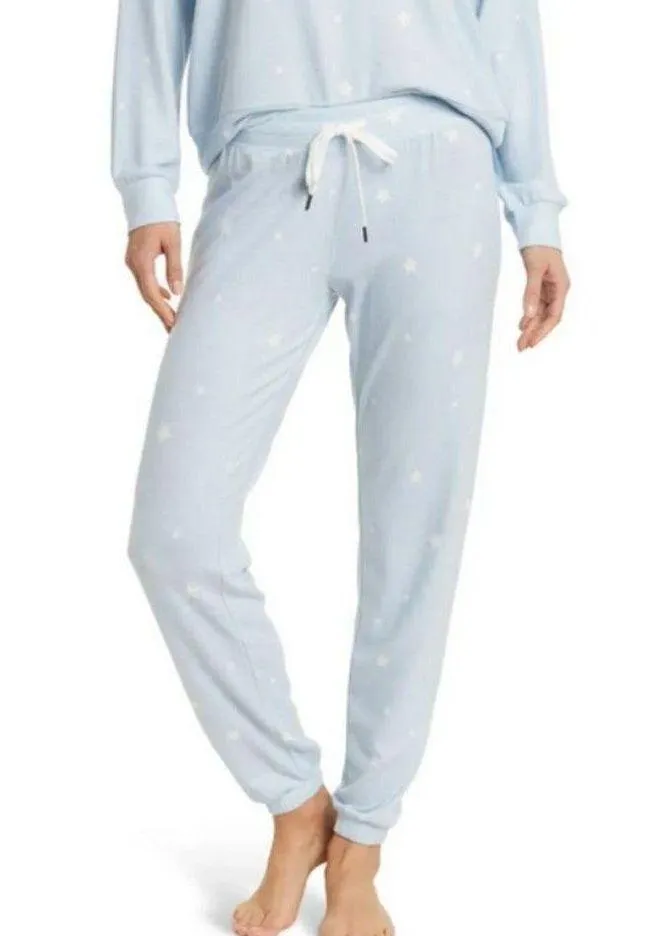 đź’•PJ SALVAGEđź’• Star Print Jogger Pants Cozy Chic Pajama Pants Powder Blue XL NWT - Image 1