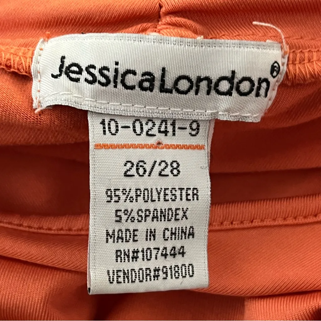 Y2K Jessica London Draped Sleeveless Top Cowl Neck Ruched Detail Orange 26/28 - Image 3