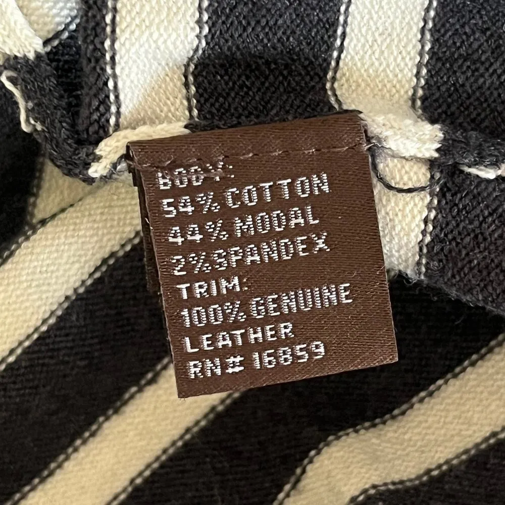 J. McLaughlin Women's Leeward Gray Striped Leather Patch Sweater Size Medium - Image 3