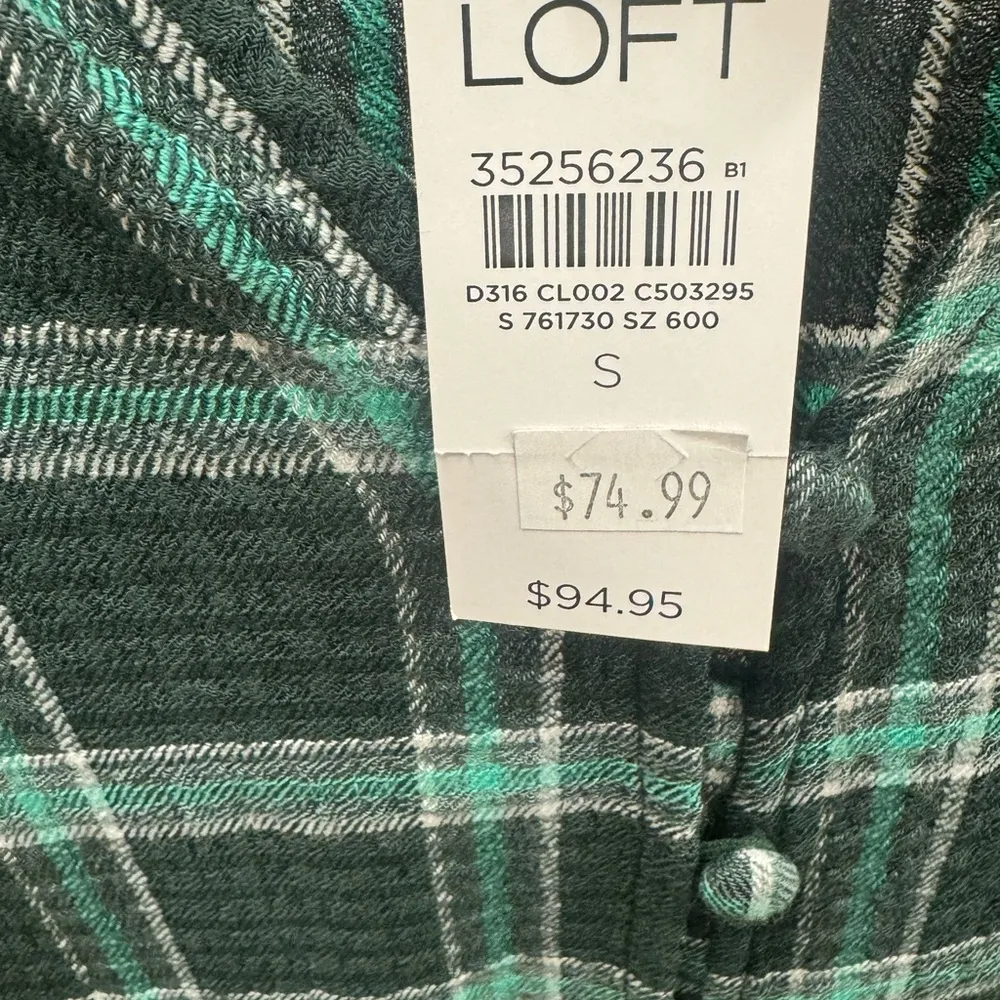 NWT Ann Taylor LOFT Plaid Ruffle Button Swing Dress in Spring Pine small - Image 4