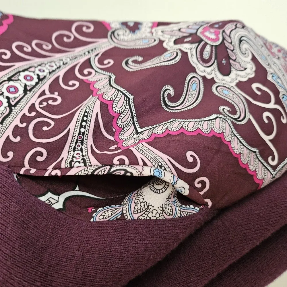Chico's Cardigan Paisley Back Long Line Pockets Plum Purple Size 1 / US M - Image 4