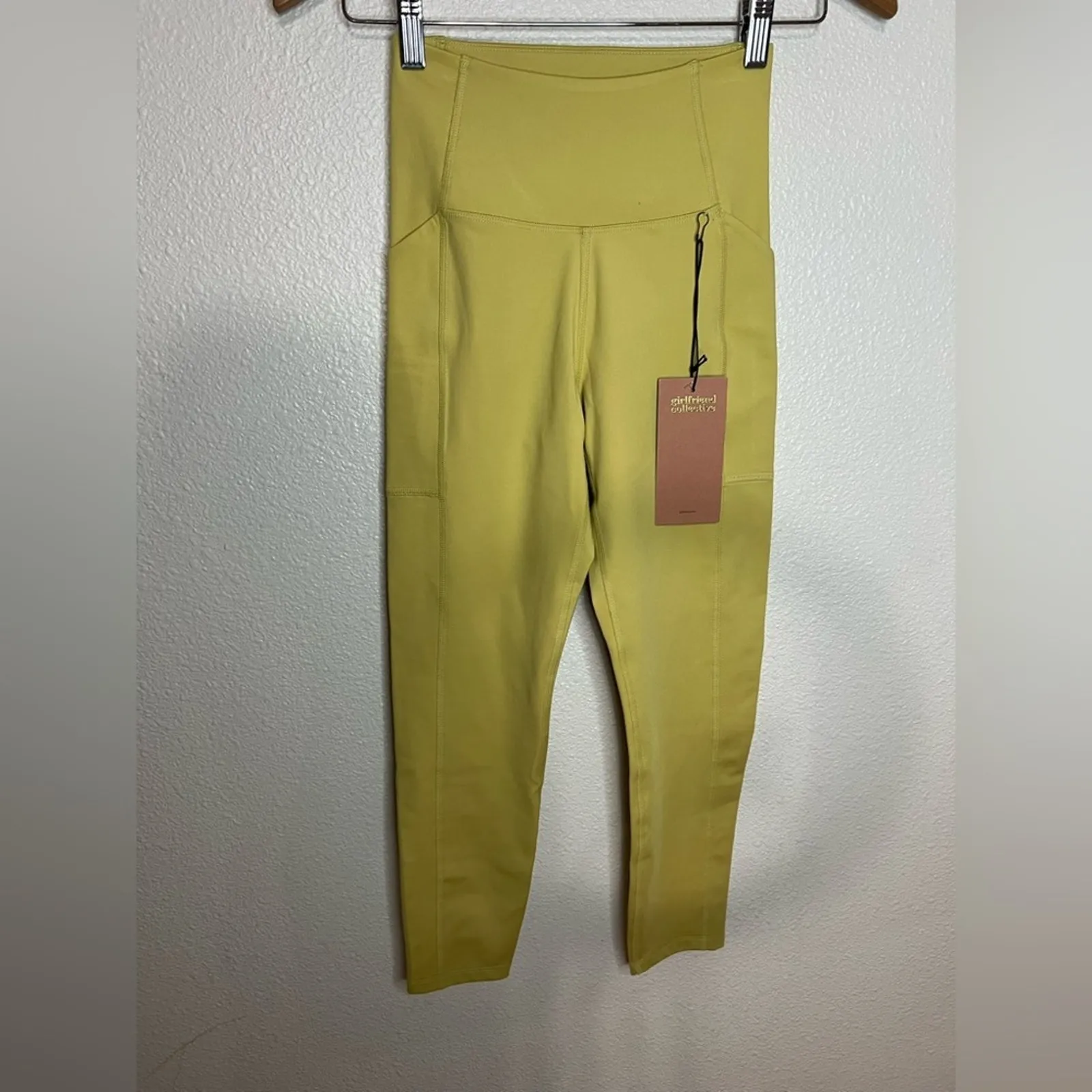 Girlfriend Collective High-Rise Thigh Pocket Compressive Leggings Yellow NEW XS - Image 7