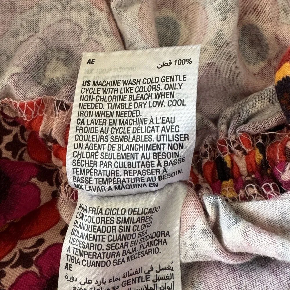 INC X-Small Top Floral Geometric Surplice V-Neck Cap Sleeve Ruched Stretch Multi - Image 10