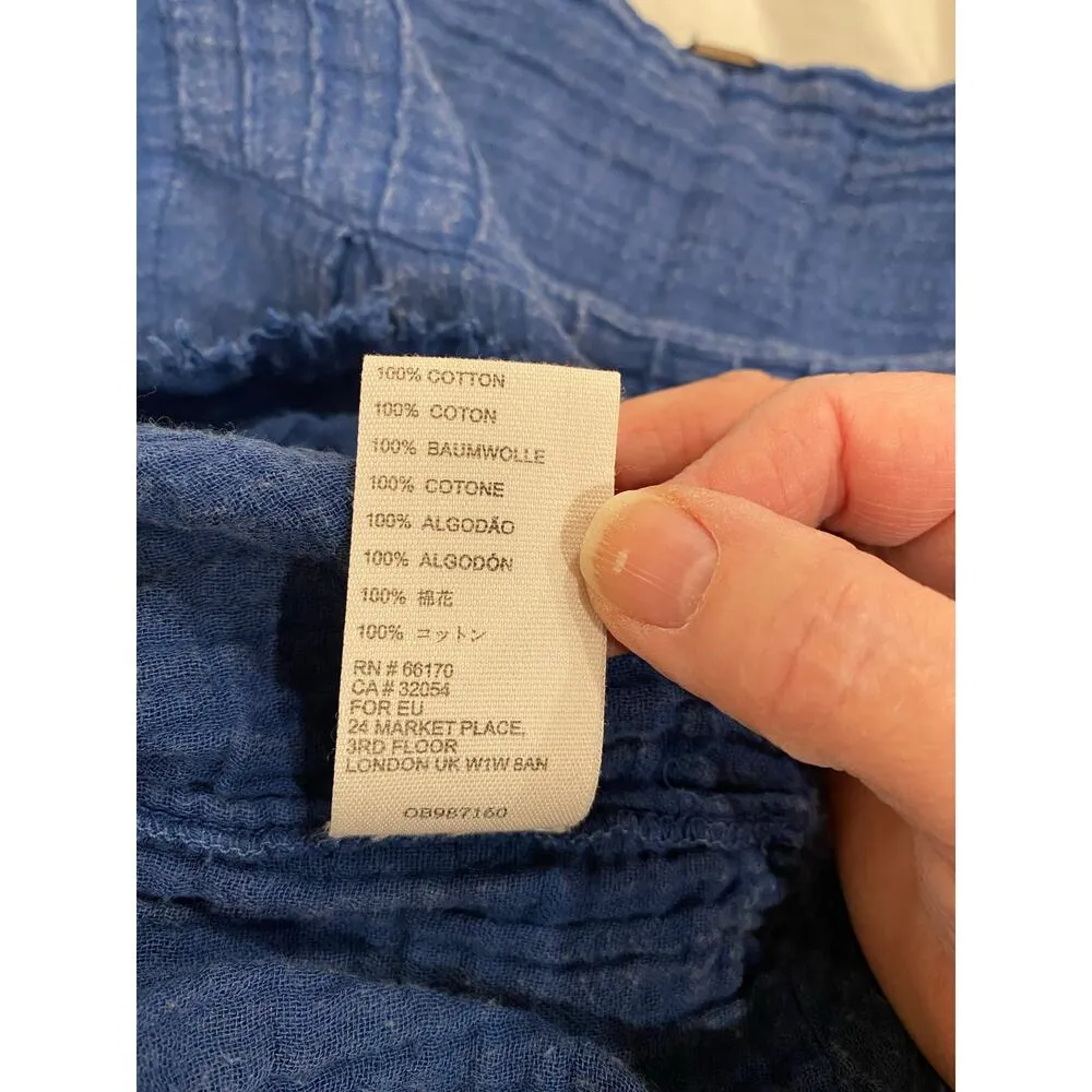 Free People Mystery Land Tunic Medium Boho Cotton Top Dress Blue Flowy - Image 6