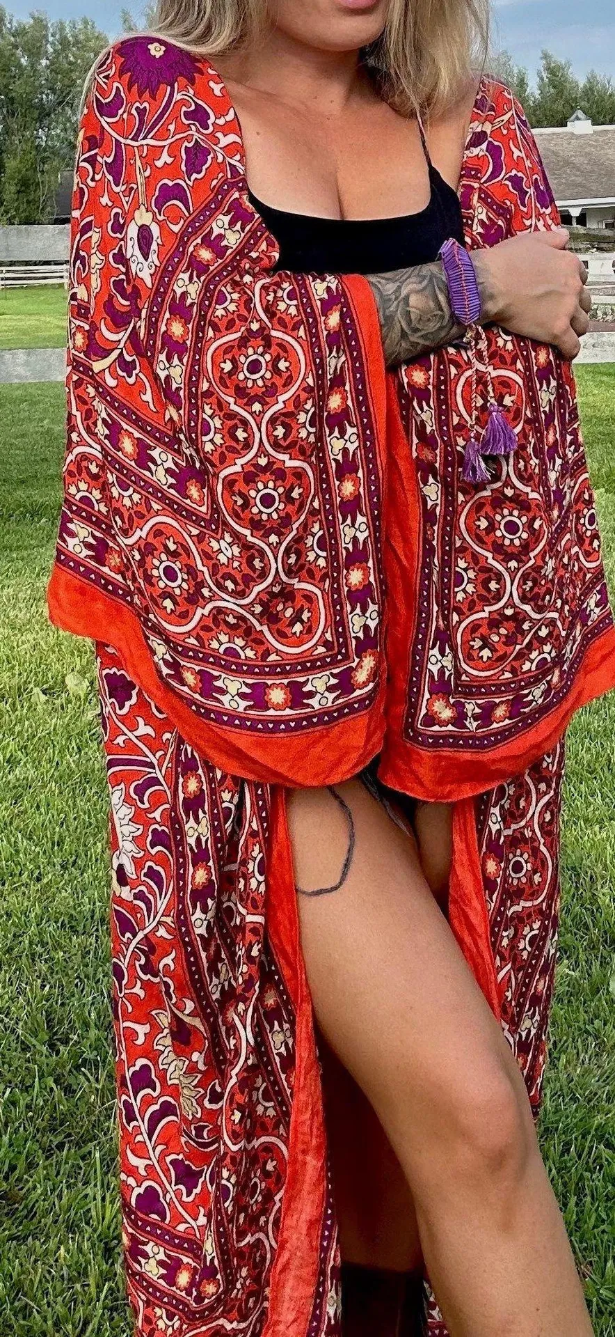 Free People bohemian floral oversize wide sleeve overshirt kimono kaftan jacket - Image 2