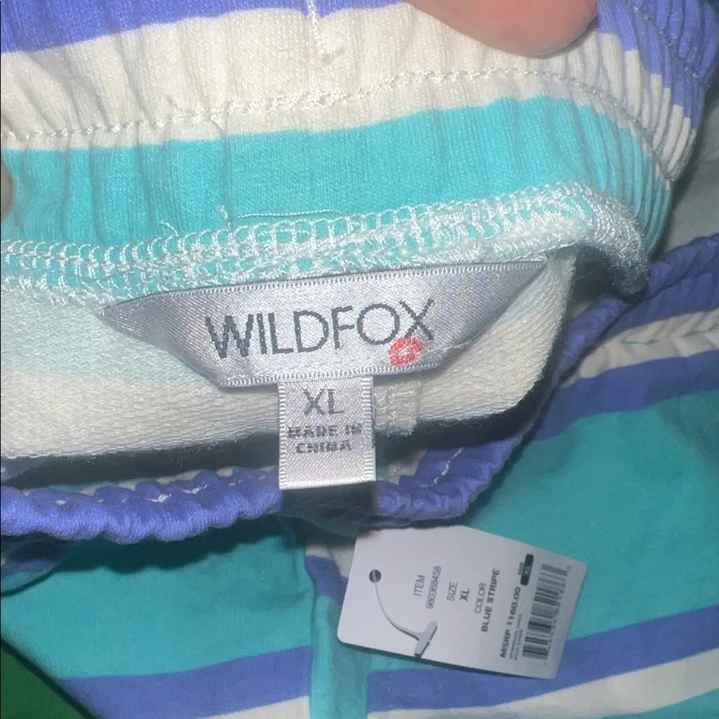NWT Wildfox Striped Blue and Purple Cotton Blend Shorts size XL - Image 3
