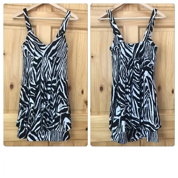 𝅺Forever Twentyone zebra print bubble skirt tank dress Jr M - Image 6