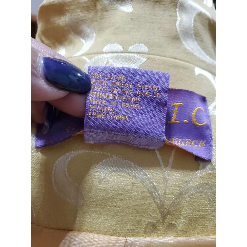 SOGIC Women's Yellow Floral Linen Single Breasted Blazer & Skirt 2 Piece Suit 18 - Image 8