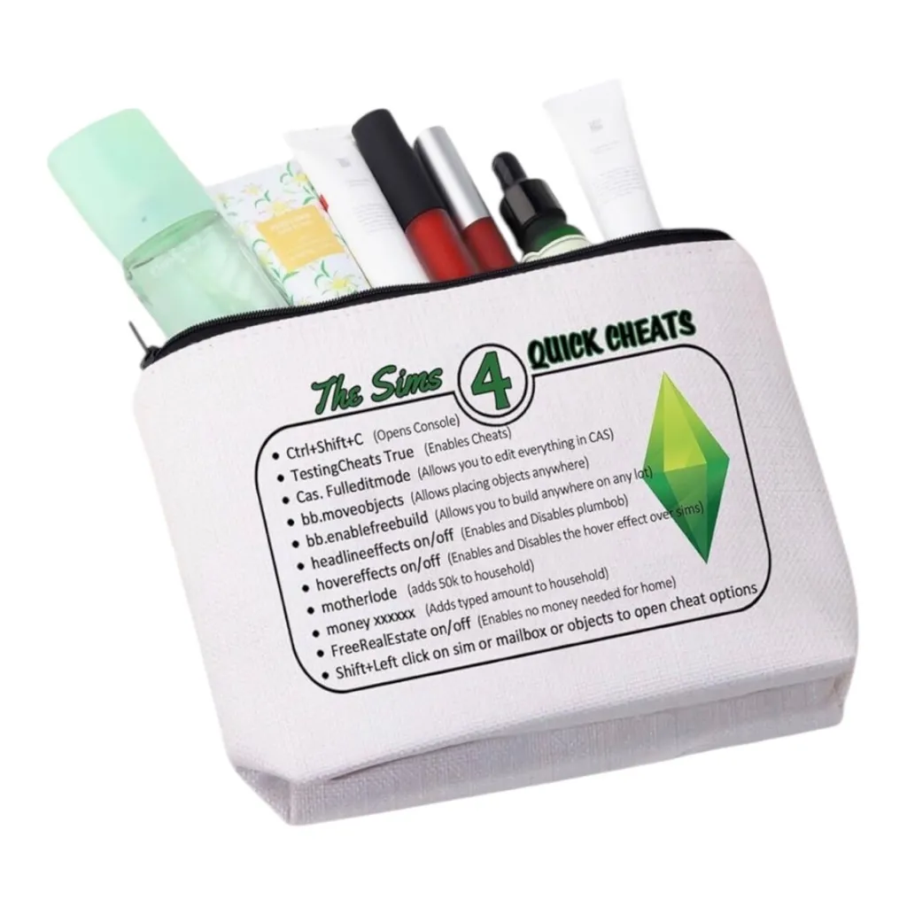 GJTIM Sim Game Gift Video Game Lover Sims 4 Quick Cheats Gaming Zipper Pouch White - Image 10