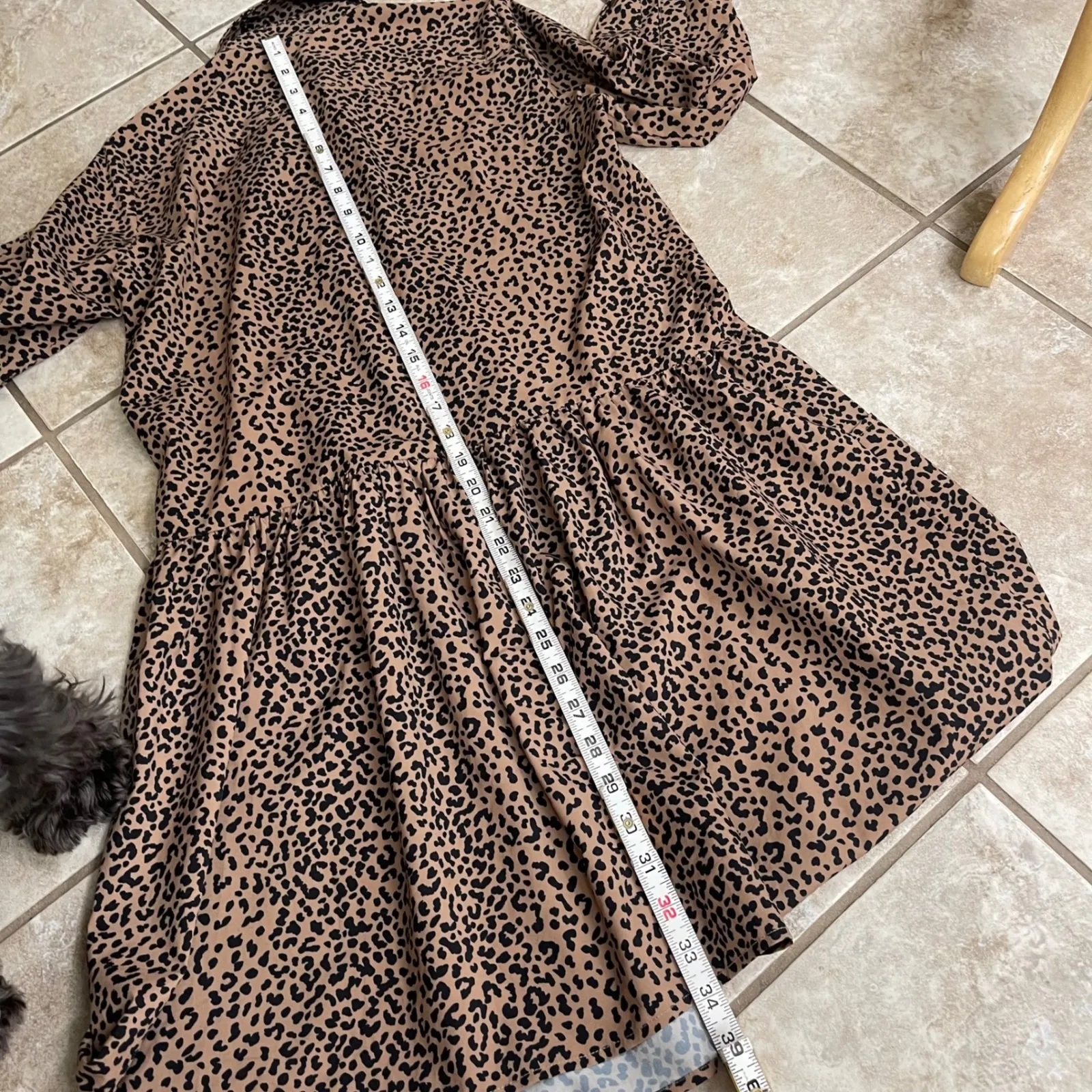 Tuckernuck Hayes Leopard Print Collared Button Front Tiered Shirt Dress XS EUC - Image 8