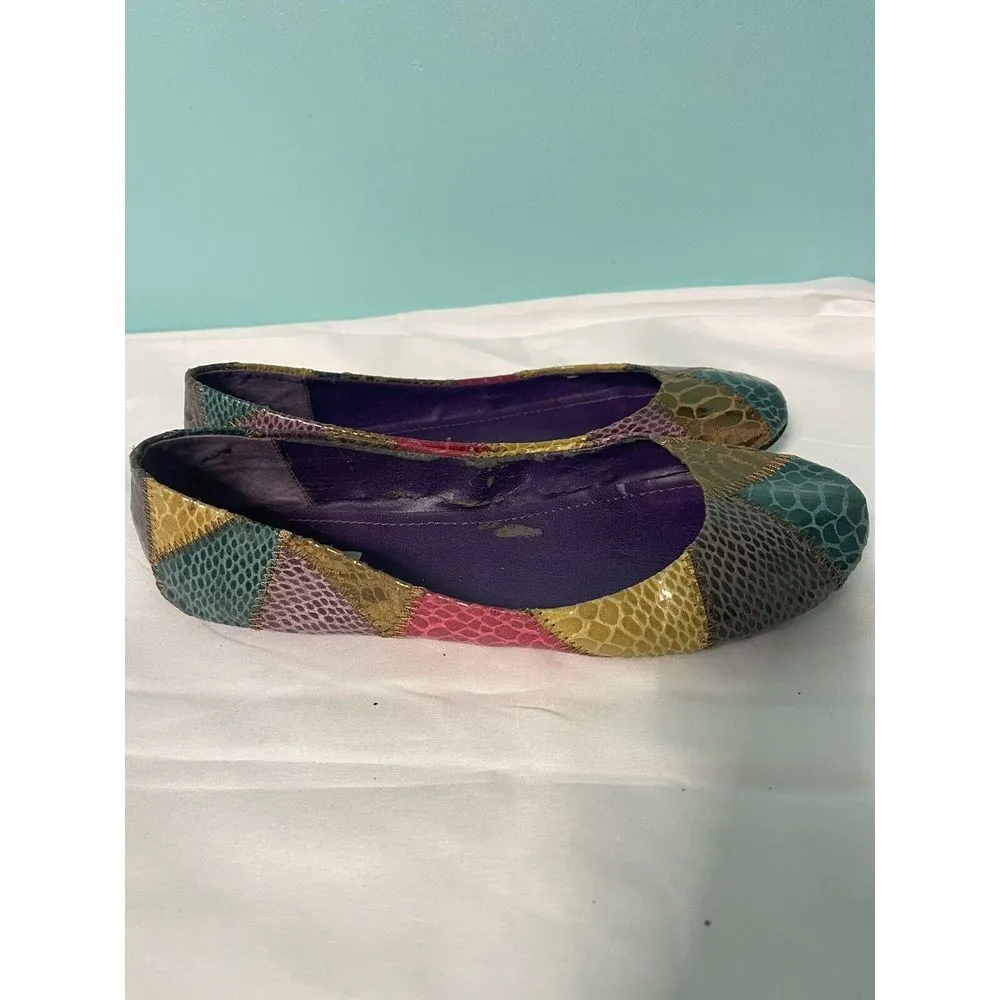 Steve Madden Feather Snakeskin Almond Toe‎ Loafers Flats Shoes Size 10 S-275 - Image 2