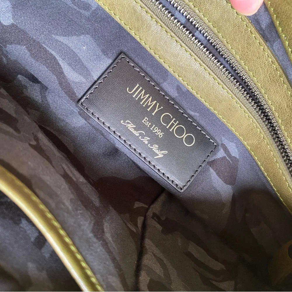 Jimmy Choo Derek star studded leather clutch green grunge punk - Image 6