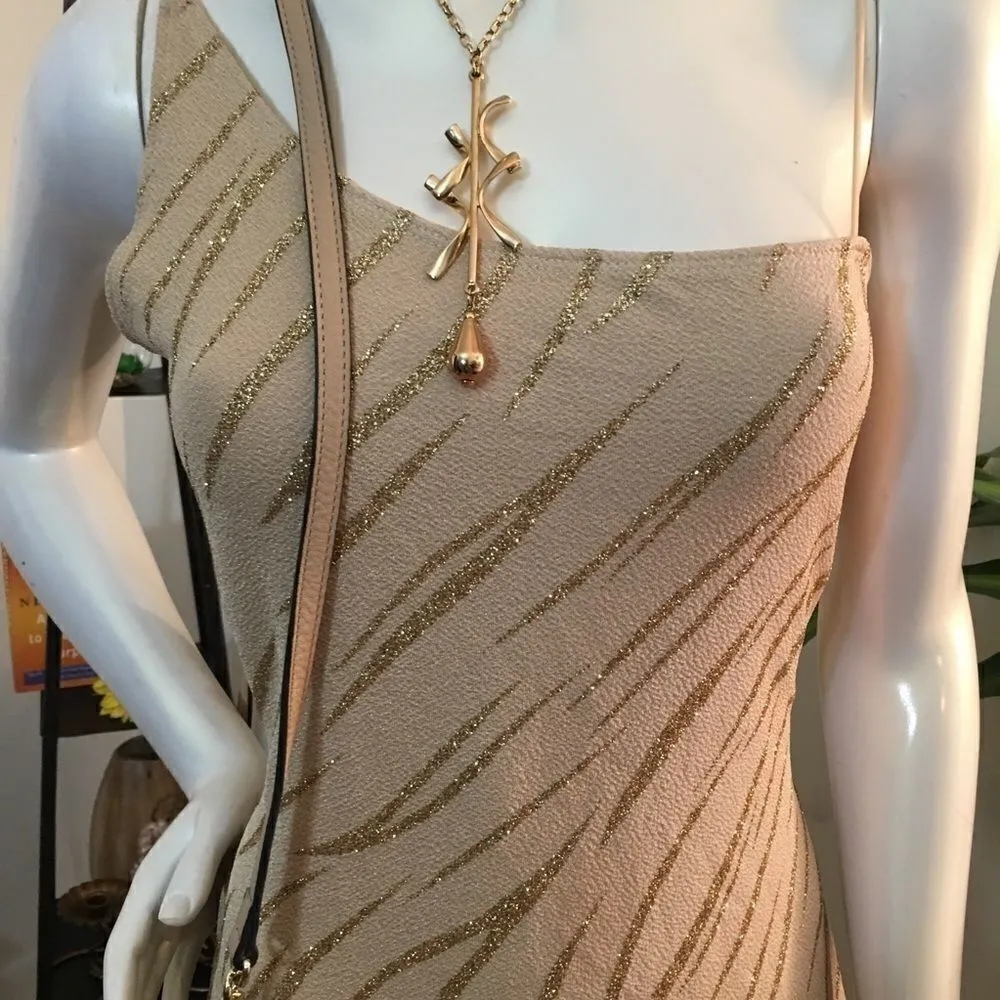 New! Tiger Pattern Open back maxi w/side slit Tan Size L - Image 3