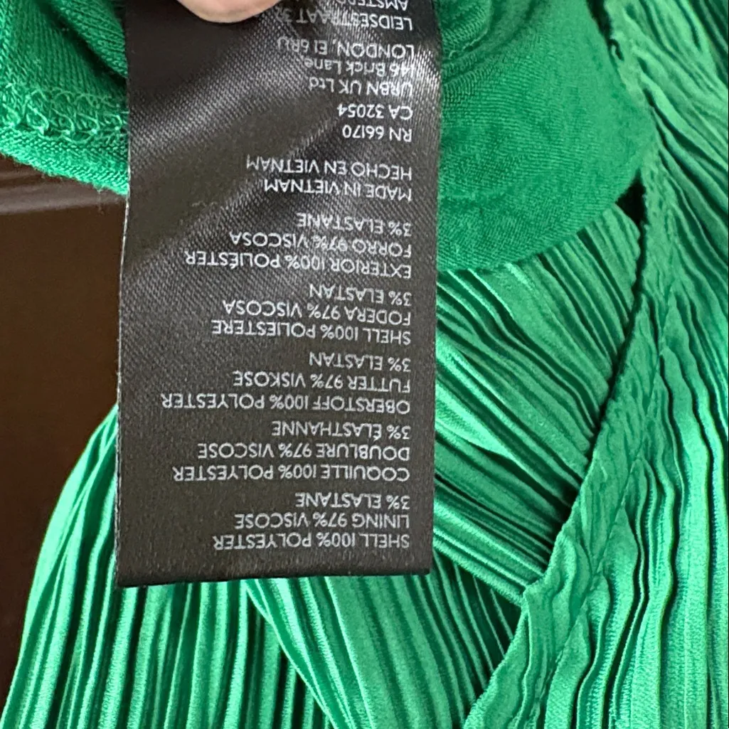 EUC Anthropologie V-Neck Pleated Faux Wrap Midi Emerald Dress Green Size Small - Image 11