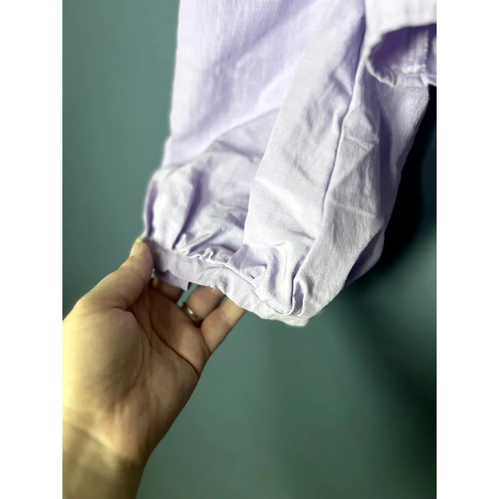 Hyfve Crop Top Women's Size Small Ruffle Puff Sleeve Feminine Coquette Pastel - Image 6