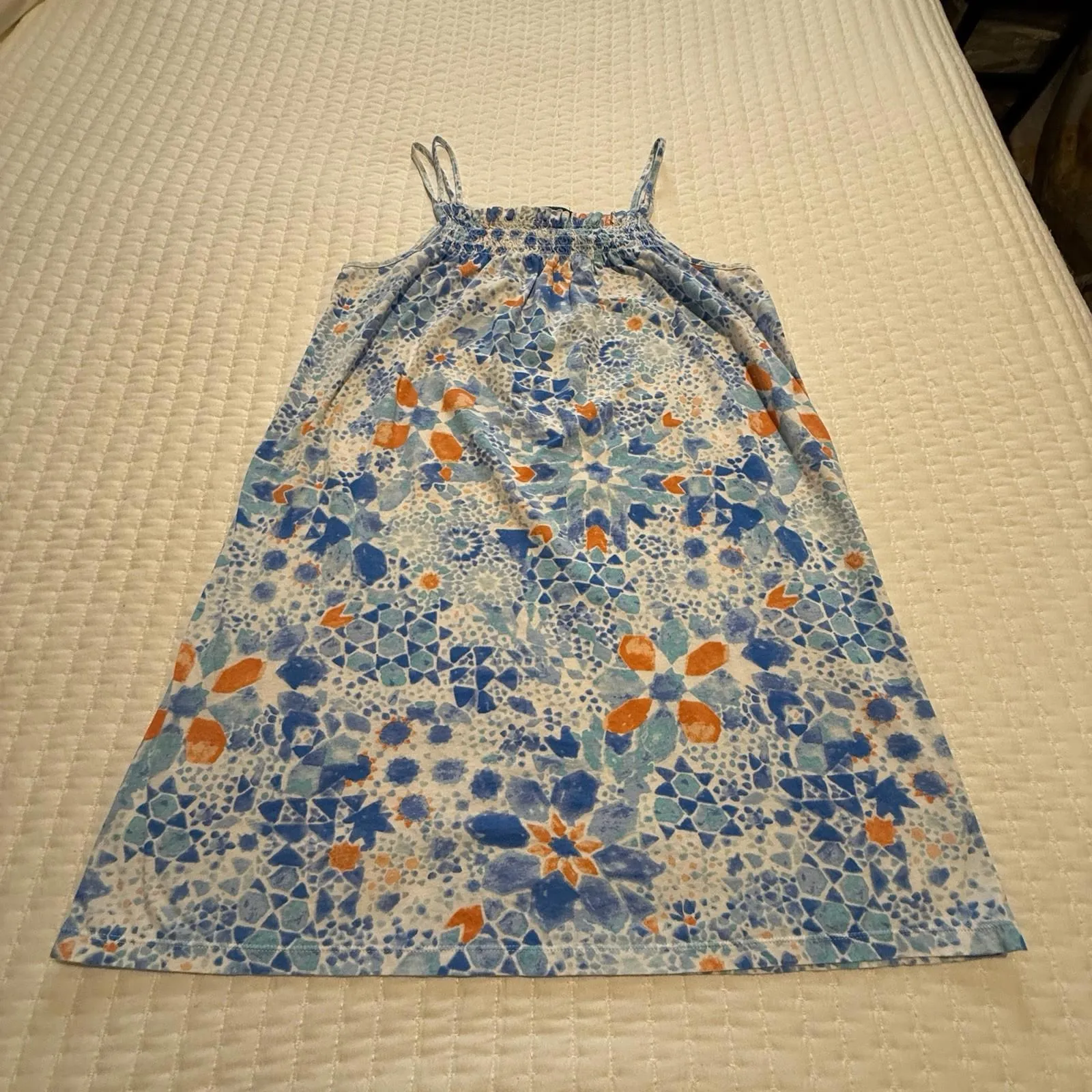 Lauren Ralph Lauren Nightie Slip Short Nightgown Sz M Medium Blue Geo Floral - Image 12