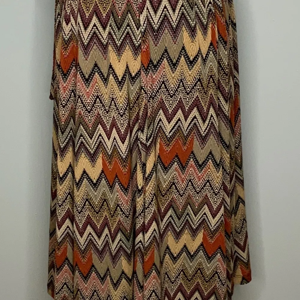 Grace Multicolor Chevron Retro Print Metallic Accents Full Casual Career Skirt M Size M - Image 3