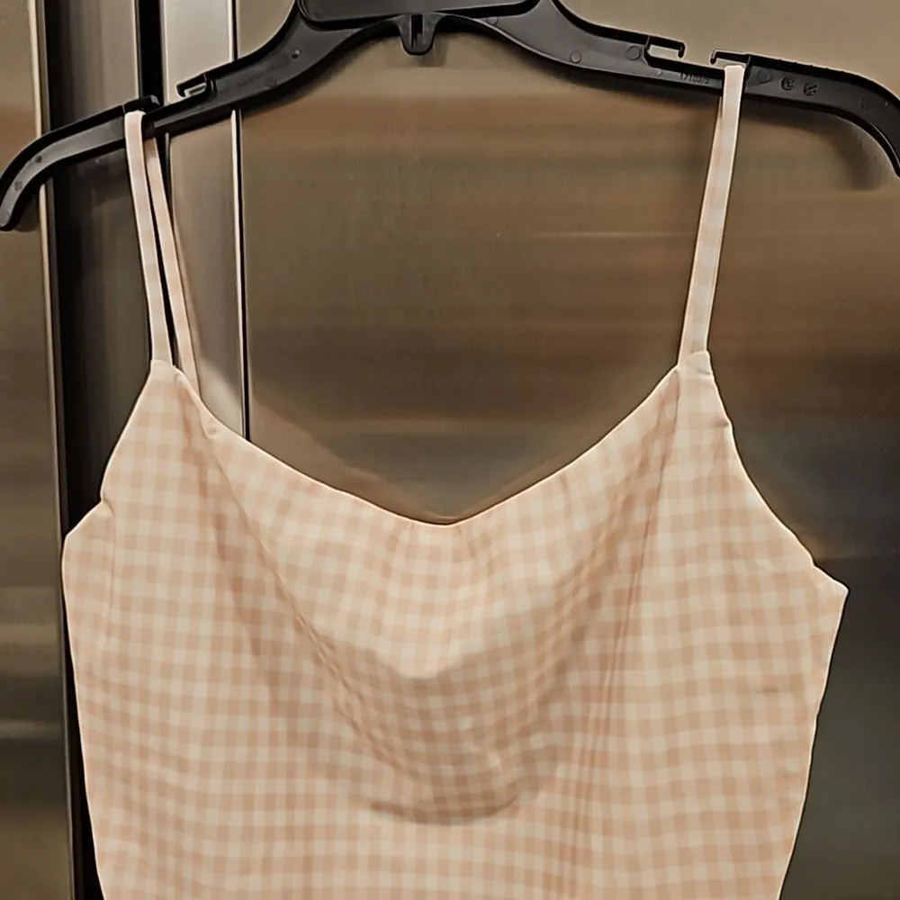 💕REFORMATION💕 Wave Scoop Back One Piece Blush Check Pink Gingham Print XL NWOT - Image 7