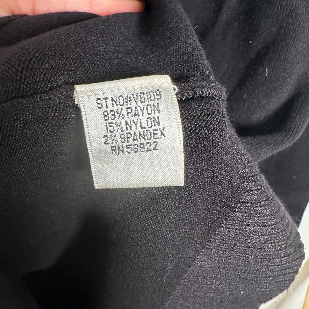 Vintage Y2K Max Studio Small Sweater Feather Trim Black Long Sleeve Rayon Blend - Image 8