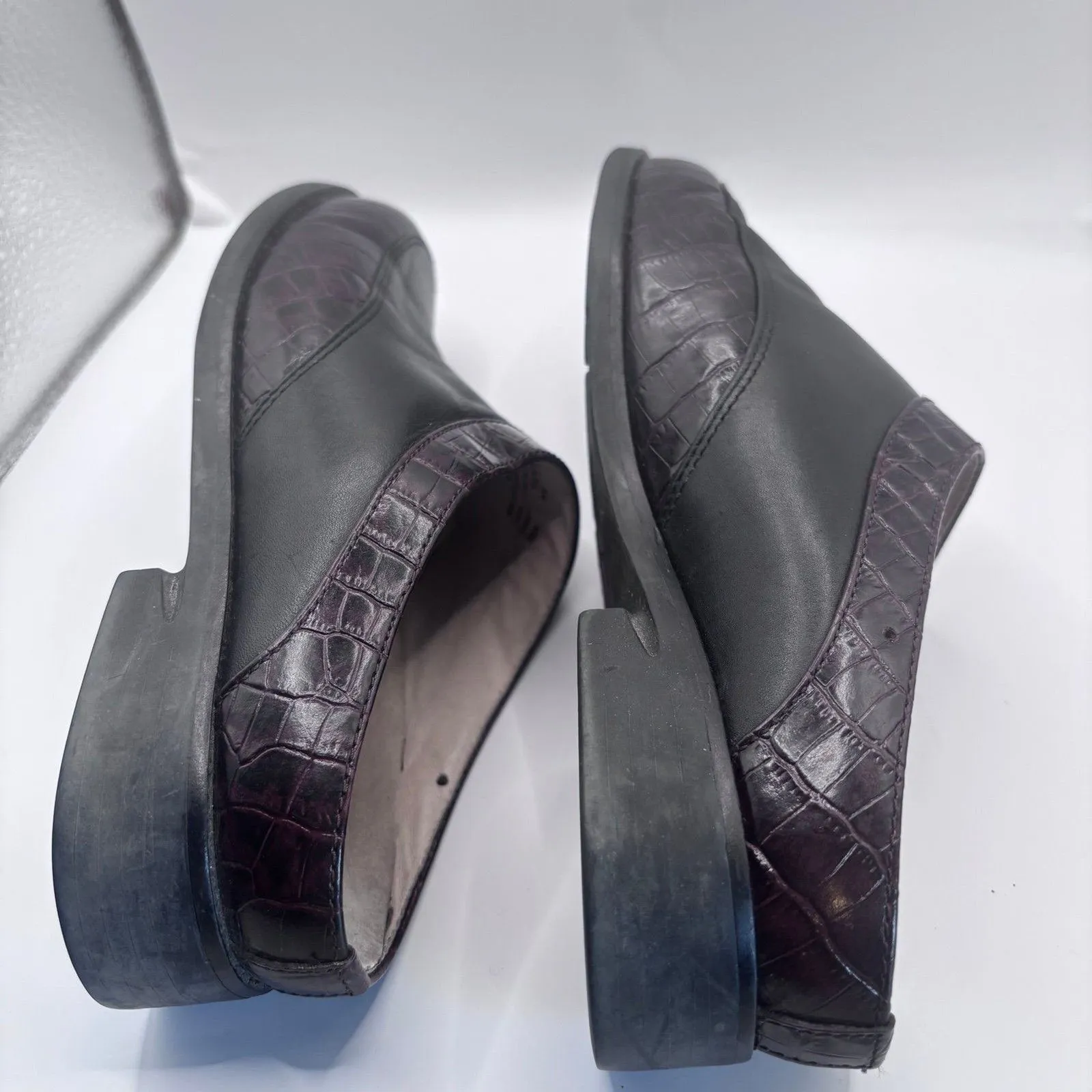 Ariat ATS Apron-Toe Mules Womens Size 7B Black & Brown Leather Slides Clogs - Image 6