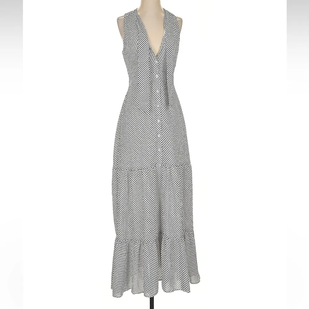 Express Polka Dot Sleeveless Tie Neck Maxi Dress Pinup Rockabilly Retro Size XS - Image 4