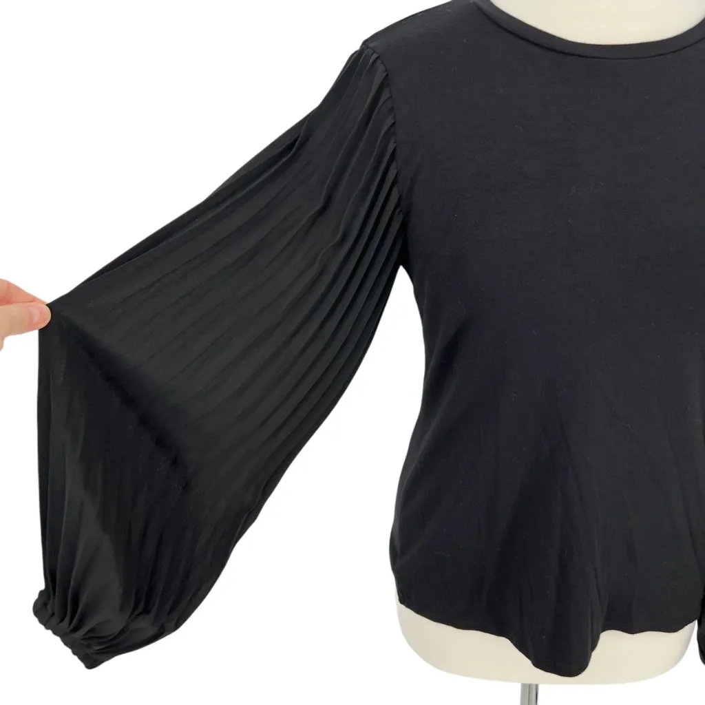 T Tahari Pleated Puff Sleeve Blouse Black Size Small - Image 2